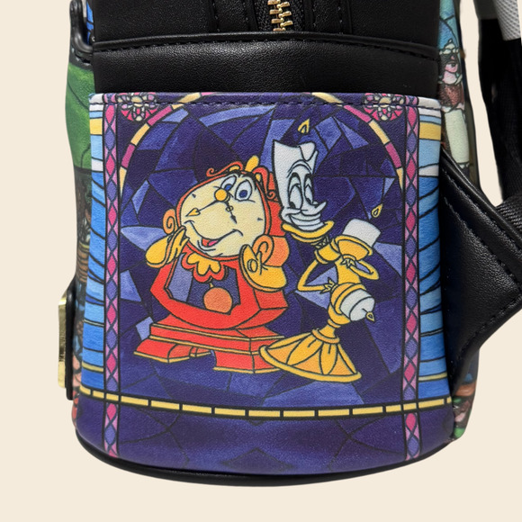LOUNGEFLY Disney Parks Mini Backpack Castle Series Beauty & the Beast Belle NWT - Picture 8 of 16